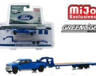 GREENLIGHT FORD F350 LARIAT 2019 + GOOSENECK TRAILER 1/64