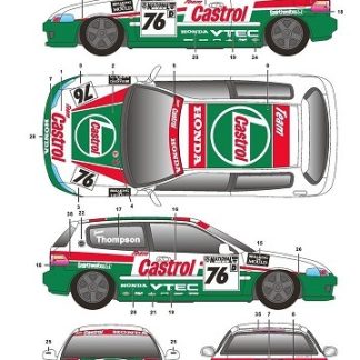 S.K DECALS - HONDA CIVIC EG6 CASTROL  1/24  SK-24038