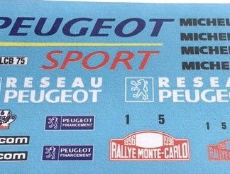 RENAISSANCE DECALS - PEUGEOT 306 MAXI MONTE CARLO 1996 1/24  TK24/476