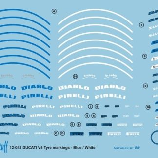 BLUE STUFF - DUCATI V4 TYRE MARKINGS DECALS 1/12 12-041