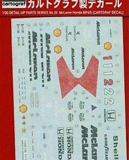 McLAREN HONDA MP4/5 - CARTOGRAF DECALS 1/20 112954