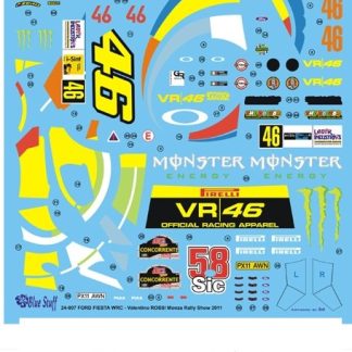 BLUE STUFF DECALS - FORD FIESTA WRC VALENTINO ROSSI MONZA RALLY SHOW 2011 1/24  24-007