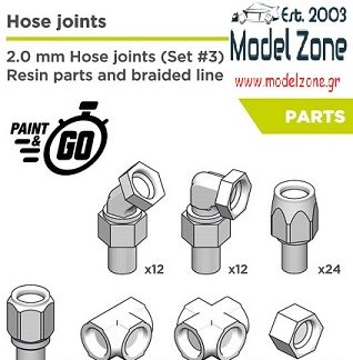 HOSE JOINTS 2.0mm + BRAIDED LINE  SET-3  DCL-PAR079