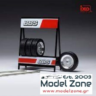 IXO - BBS SILVER WHEEL SET + RACK  1/18  18SET009W