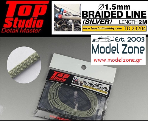 thumbnail image 2 of Top Studio 1:12 Scale 0.8mm Silver Braided Line (2 Meters) - Detail-Up Item TD23202 2 of 6