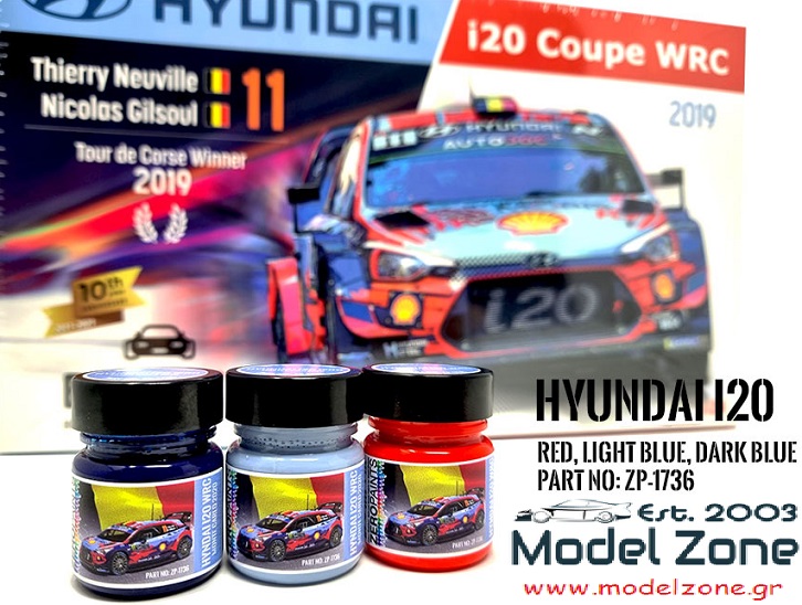 Hyundai i20 WRC – Red / Light Blue / Dark Blue 2019 + 2020  3x30ml  ZP-1736
