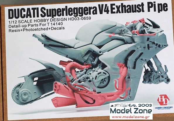 HOBBY DESIGN – DUCATI SUPERLEGGERA V4  EXHAUST PIPE  1/12  HD03-0659