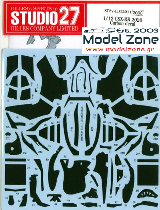 STUDIO27- GSX-RR 2020 CARBON DECALS 1/12 ST27-CD12011