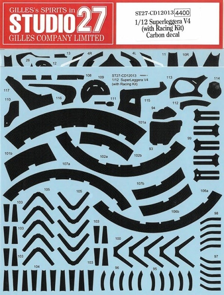 STUDIO27 – DUCATI SUPERLEGGERA V4 WITH RACING KIT CARBON DECALS 1/12 ST27-CD12013