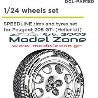 PEUGEOT 205 GTi (HELLER) - RIMS + TYRES SET  1/24  DCL-PAR180