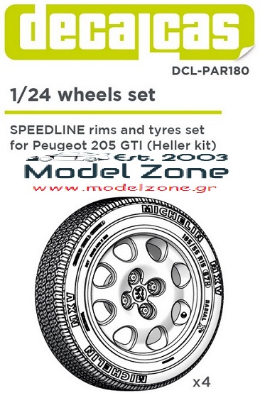 PEUGEOT 205 GTi (HELLER) - RIMS + TYRES SET 1/24 DCL-PAR180