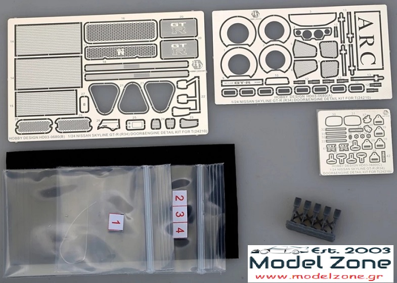 HOBBY DESIGN - NISSAN R34 OPENABLE DOOR + ENGINE DETAIL UP PARTS 1/24 HD03-0680 - Image 3